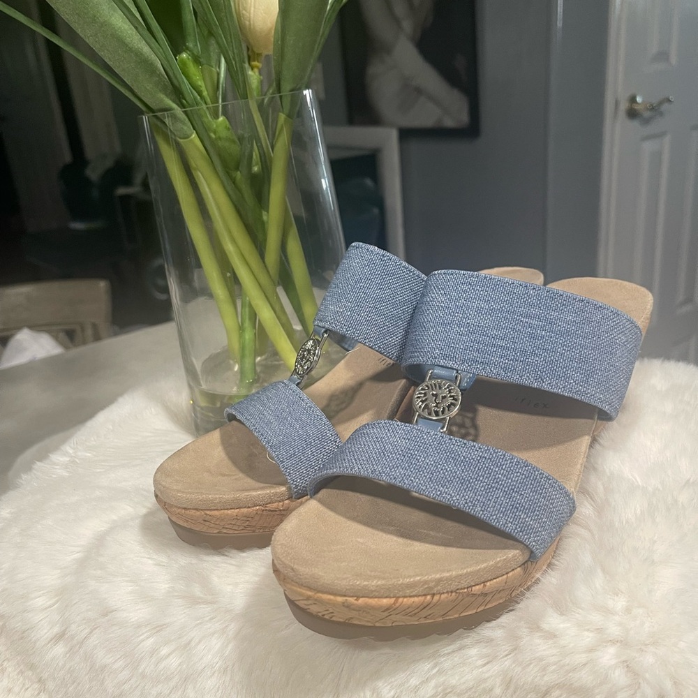 Anne Klein Blue Slide Sandals
